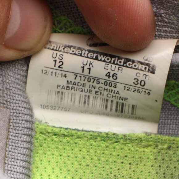 Nike Free 4.0 Flyknit Men's Size 12 Running Sneaker Grey Black Volt 717075-003 - Picture 3 of 11